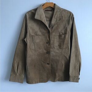 GOLDEN BEAR WOMENS LEATHER JACKET MUSHROOM BROWN BUTTON FRONT MEDIUM